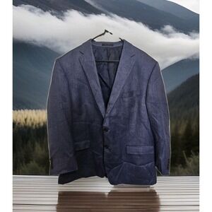 Lauren Ralph Lauren Silk Wool  Sport Coat Blazer Jacket 48L  Blue